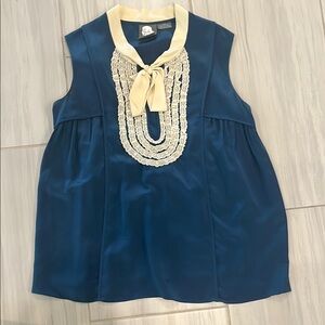 Girls from Savoy Casual Blue and Cream Sleeveless Tunic Blouse